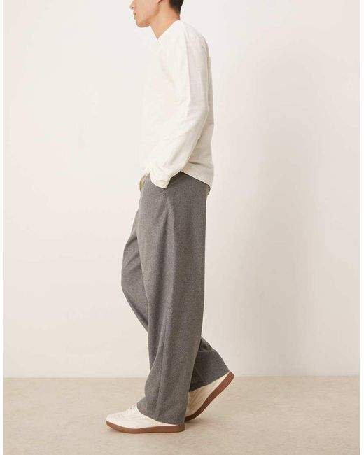 ASOS Gray Loose Straight Pull On Trousers for men