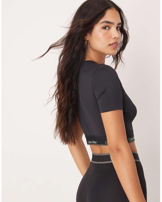 Calvin Klein Black Cropped Short Sleeve T Shirt