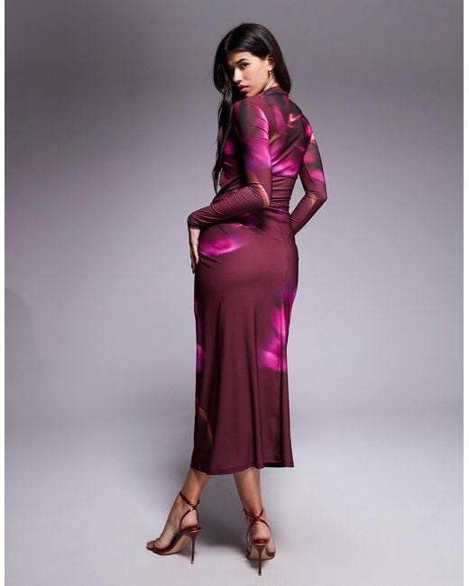 DASKA Purple – exklusiv – hochgeschlossenes maxikleid