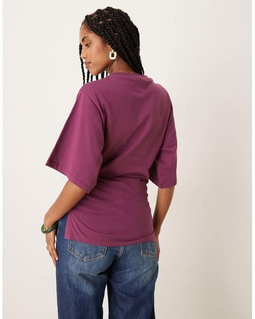 ASOS Purple Cinched Asymmetric Hem T Shirt