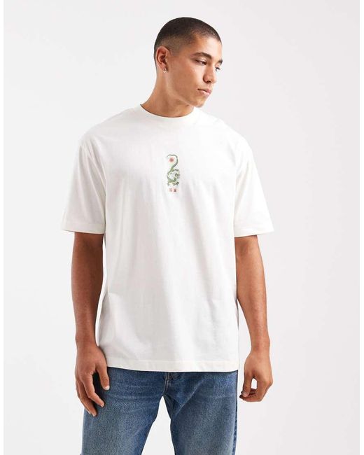 ASOS White Relaxed T-shirt With Dragon Spine Graphic for men