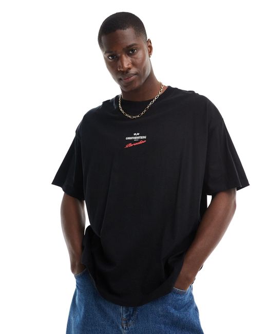 T-shirt nera oversize con stampa moto di Good For Nothing in Black da Uomo