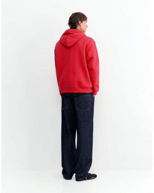 Felpa Con Cappuccio Basic Rossa di Pull&Bear in Red da Uomo