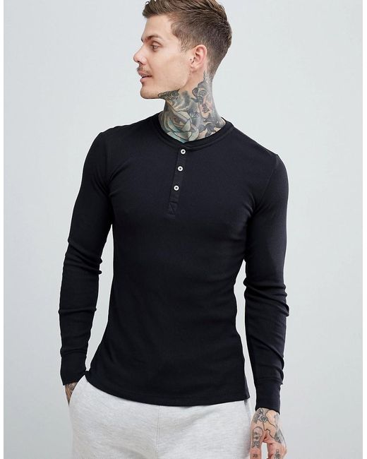 Levi's Levis Henley Long Sleeve T-shirt In Black for men