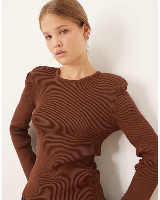 ASOS Blue Knitted Top With Shoulder Pads