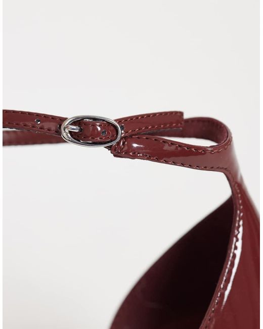 Mango Brown Ankle Strap Heeled Court Shoe