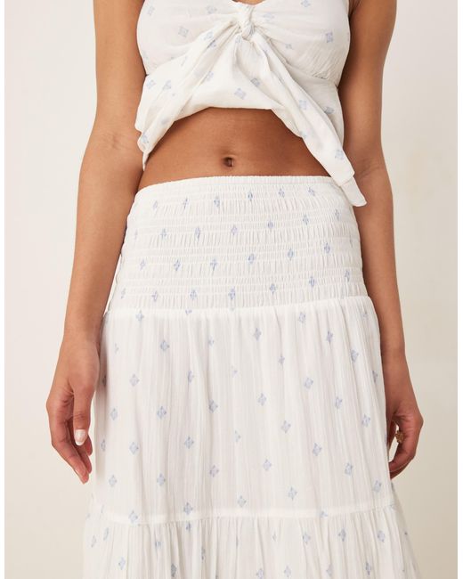 Gina Tricot Natural Tiered Maxi Skirt