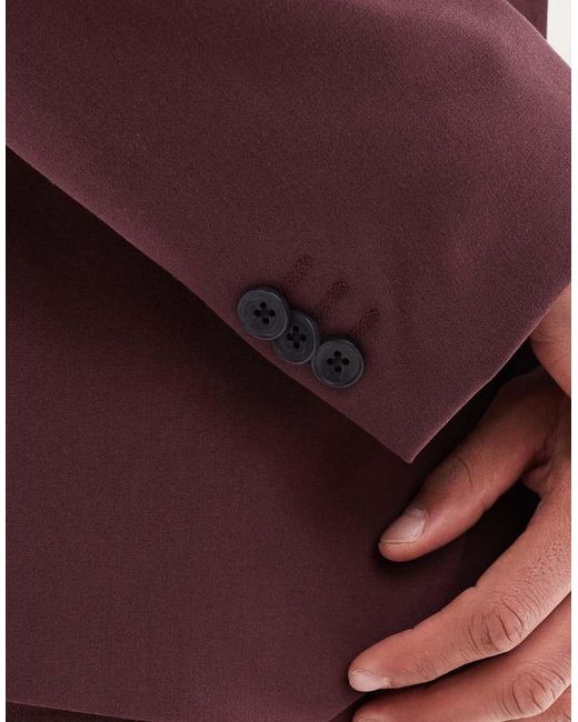 Giacca Da Abito Skinny Bordeaux Elasticizzata di ASOS in Red da Uomo