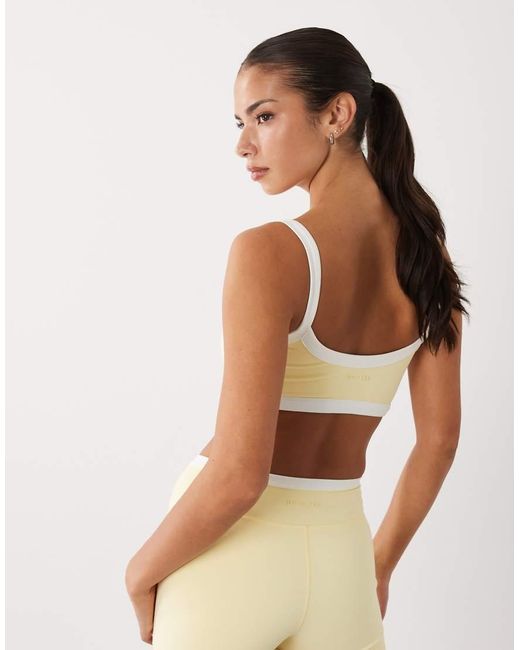 BO+TEE Yellow Contrast Trim Scoop Back Cami Sports Bra Co-Ord