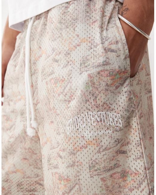 ASOS White Oversized Short With All Over Foliage Print for men