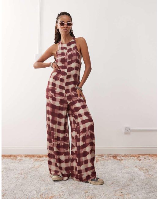Reclaimed Vintage Multicolor Cami Jumpsuit With Open Back