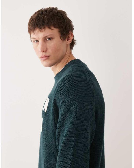 Calvin Klein Blue Relaxed Fit Cotton Knit Jumper for men