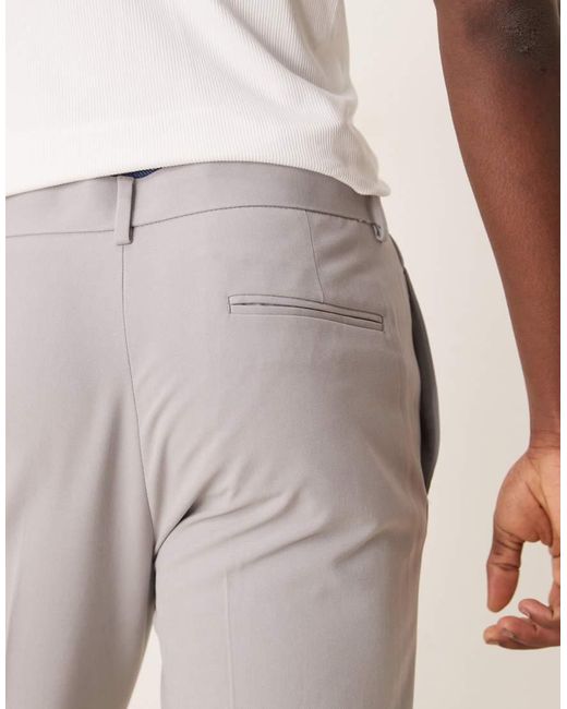 Pantalones De Traje Grises De Corte Pitillo De Tejido Elástico En Cuatro Direcciones De ASOS de hombre de color Natural