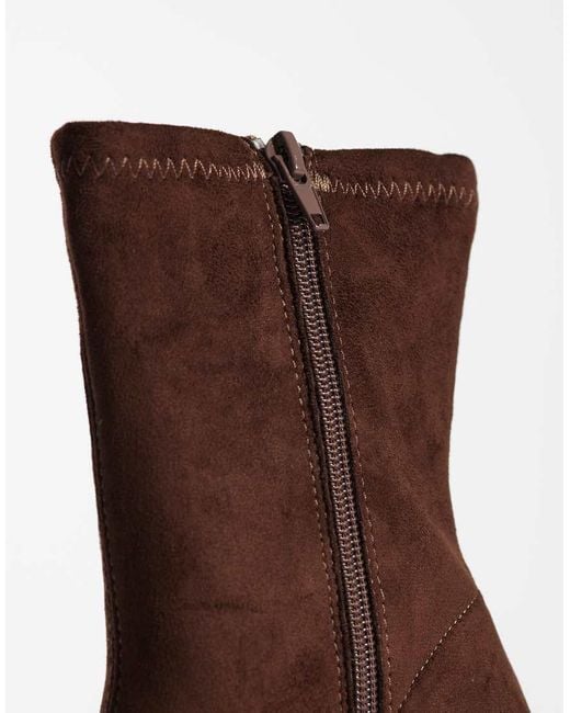 River Island Brown Heeled Stretch Boots