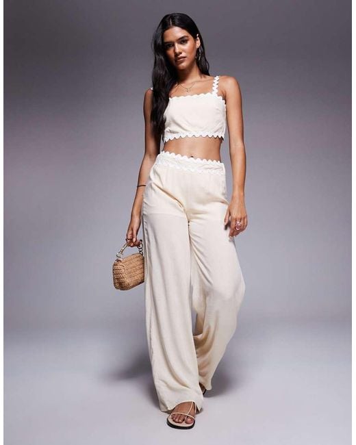 Missy Empire Natural Cotton Scallop Edge Square Neck Top Co-Ord