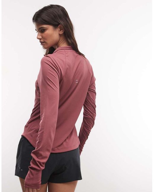Nike Red Tempo Dri-Fit Half Zip Long Sleeve T-Shirt