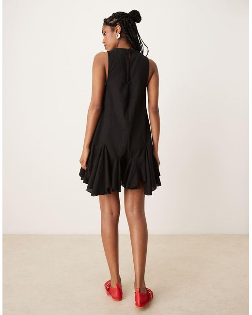 ASOS Black Sleeveless Full Godet Hem Playsuit
