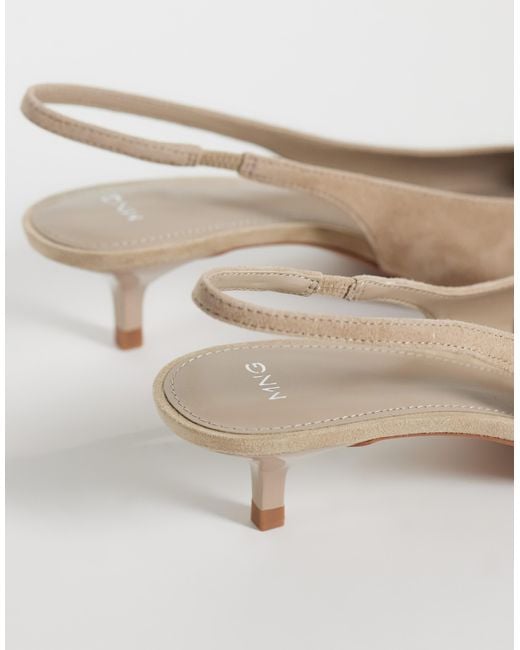 Mango White Slingback mit absatz aus leder
