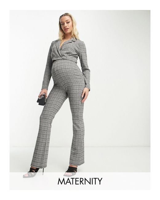 Mama.licious Mamalicious Maternity - Geruite Flare-broek in het Wit | Lyst  NL
