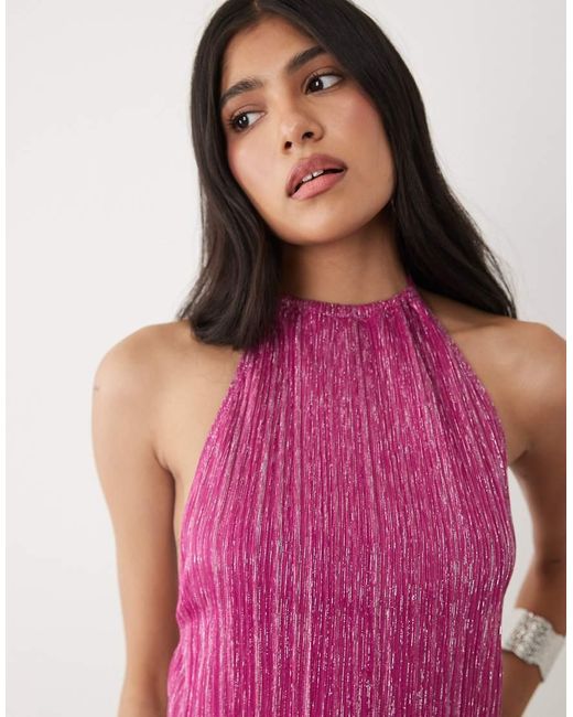 Motel Pink Bherita Plisse Halter Top