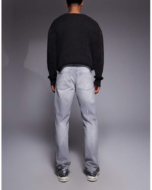 ASOS Gray Straight Leg Jeans for men