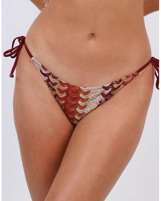 SIMMI Red Mora Woven Tie Side Bikini Bottoms