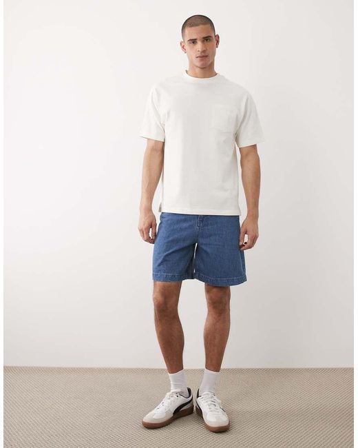 ASOS White Mid Length Denim Jorts for men