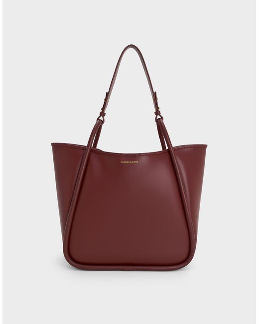 Charles & Keith Red Lyla Tubular Slouchy Tote Bag