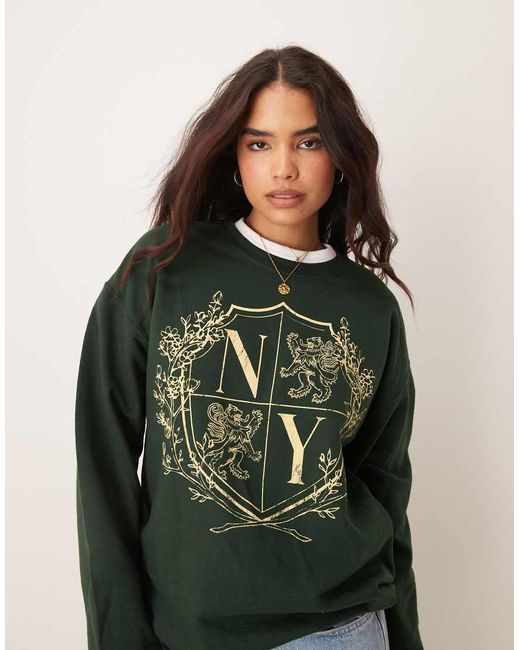 Sudadera Con Estampado Gráfico De Nueva York De Miss Selfridge de color Green