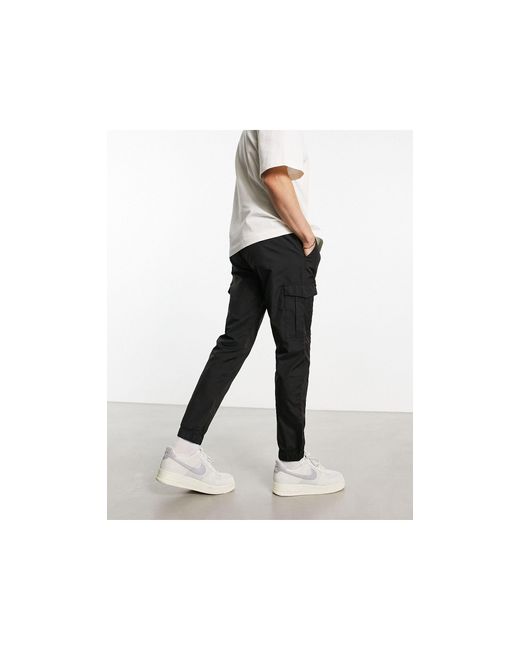 French Connection Black Tech Cargo Trousers for men