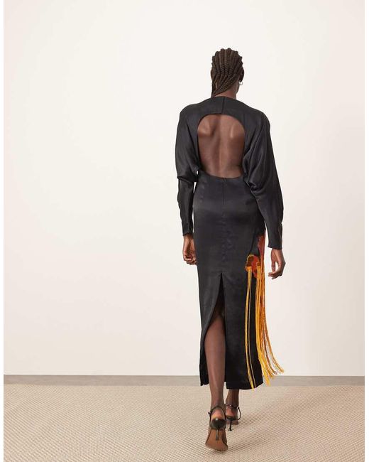 Statement Flowy Mousseline Dress with Open Back