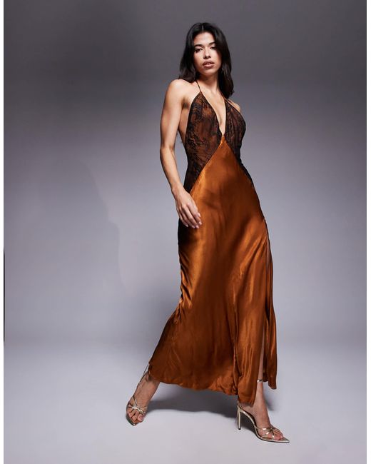 Bardot Women's Brown Estrella Halter Maxi Dress -  www.toquedesaborminas.com.br