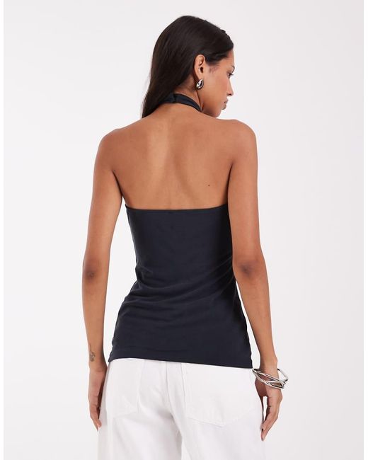 ASOS Blue Modal Halter Knot Vest Top