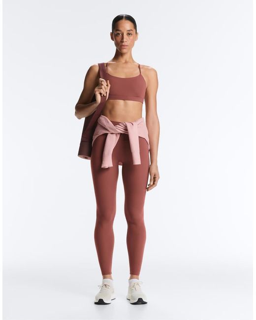 Oysho Red Comfortlux Light-support Sports Bra With Crossover Straps