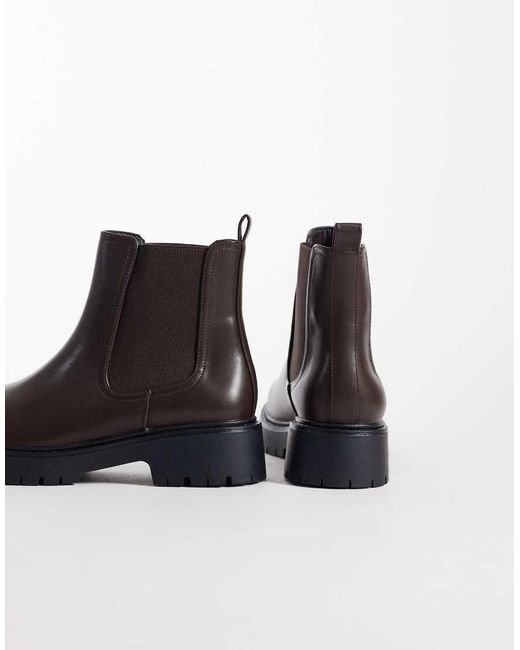 London Rebel Brown Regina Chunky Chelsea Boots