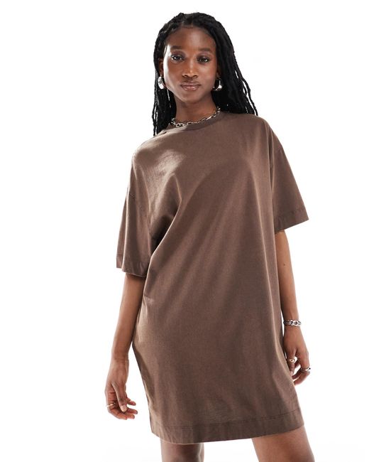 Collusion Brown Mini T-shirt Dress