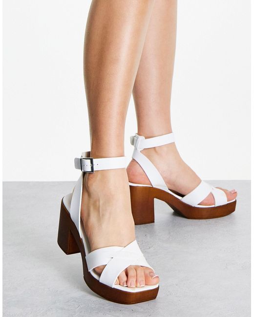Sandalias blancas con tacón medio howie ASOS de color Blanco | Lyst