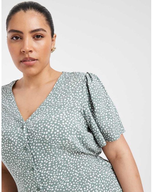 Vero Moda Blue Button Through Mini Skater Dress