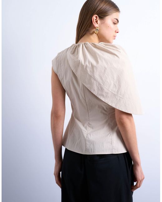TOPSHOP Gray Cape Structured Top