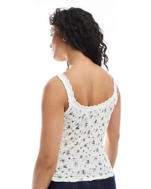 Caraco froissé en dentelle à fleurs - crème New Look en coloris White