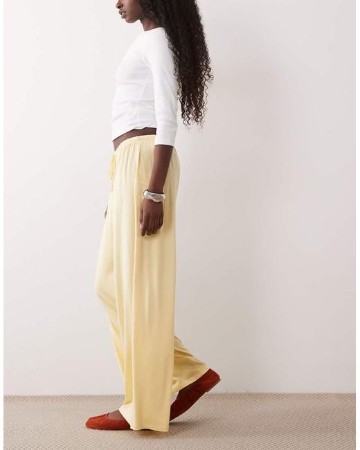 Gina Tricot Natural Wide Leg Casual Trousers