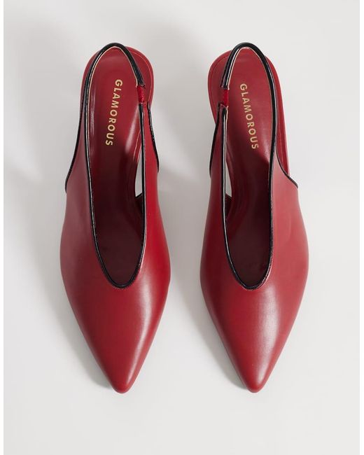 Glamorous Brown Slingback Kitten Heel Shoes