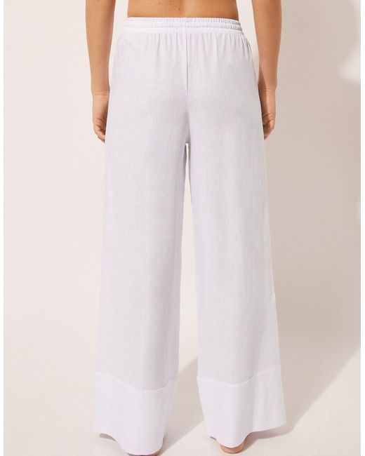 Calzedonia Pink Linen And Viscose Palazzo Trousers