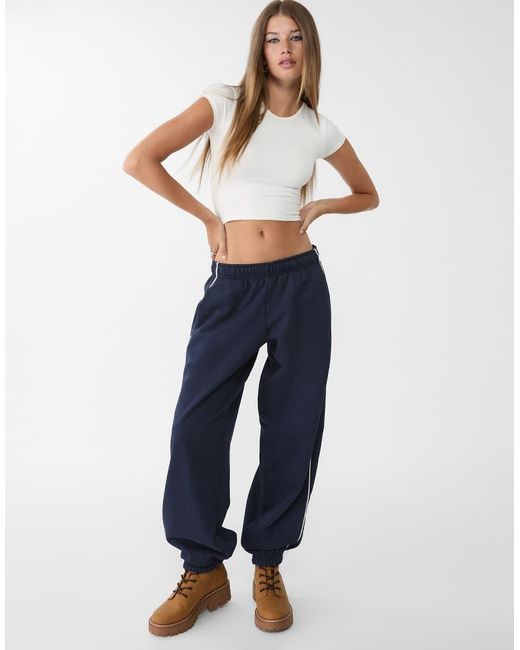 Stradivarius Blue joggers With Piping