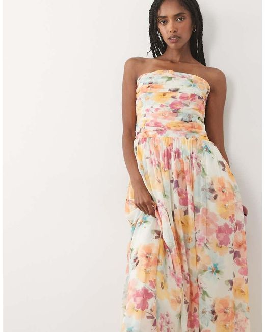 Nobody's Child Pink Alice Ruched Bandeau Midi Dress