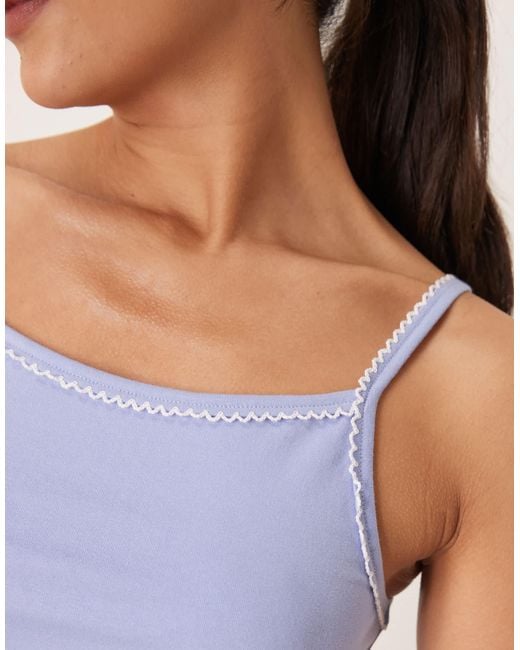 ASOS Blue Mix & Match Pyjama Short With Exposed Waistband And Picot Trim