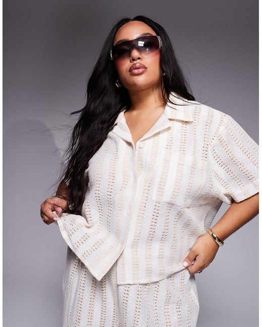 South Beach Natural – gehäkelte hemdbluse mit kachelmuster