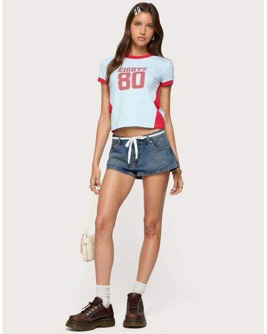 Edikted White Eighty Polka Dot Contrast T Shirt