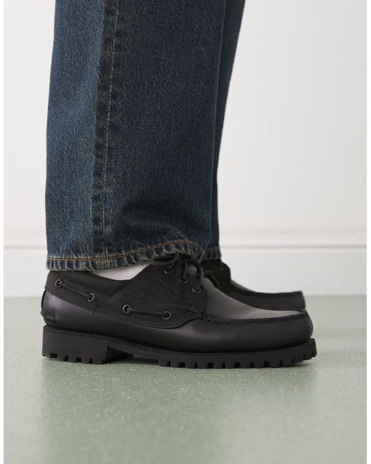 Timberland Authentic – bootsschuhe aus em leder mit drei ösen in Blue für Herren
