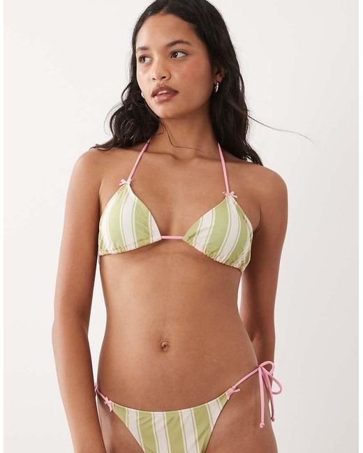 Brave Soul Green Triangle Bikini Top With Bow Detailing